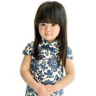 夏装新款儿童旗袍唐装 青花瓷女童短袖连衣裙 纯棉中式宝宝子裙