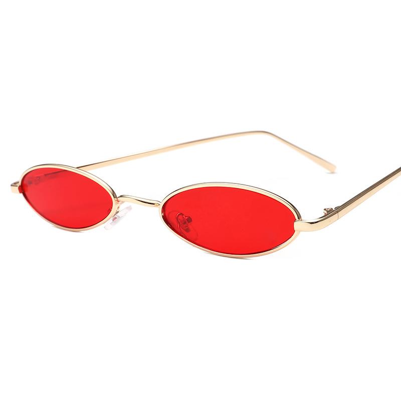 2018 European and American Retro Small Oval Frame Sun Glasses Ultra Small Sunglasses Metal Frame Plain Glasses Tide Stylish Glasses Glasses