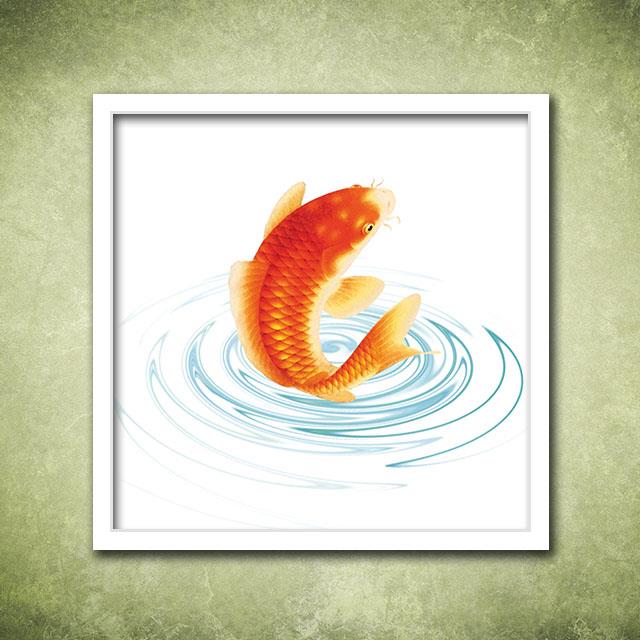 八鲤鱼风水旺财挂画象征填色手绘手工装饰画客厅diy数字号码油画