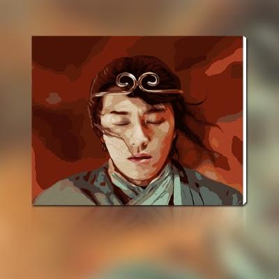 周星驰星爷大话西游diy数字油画自己一生所爱手绘装饰画夕阳武士