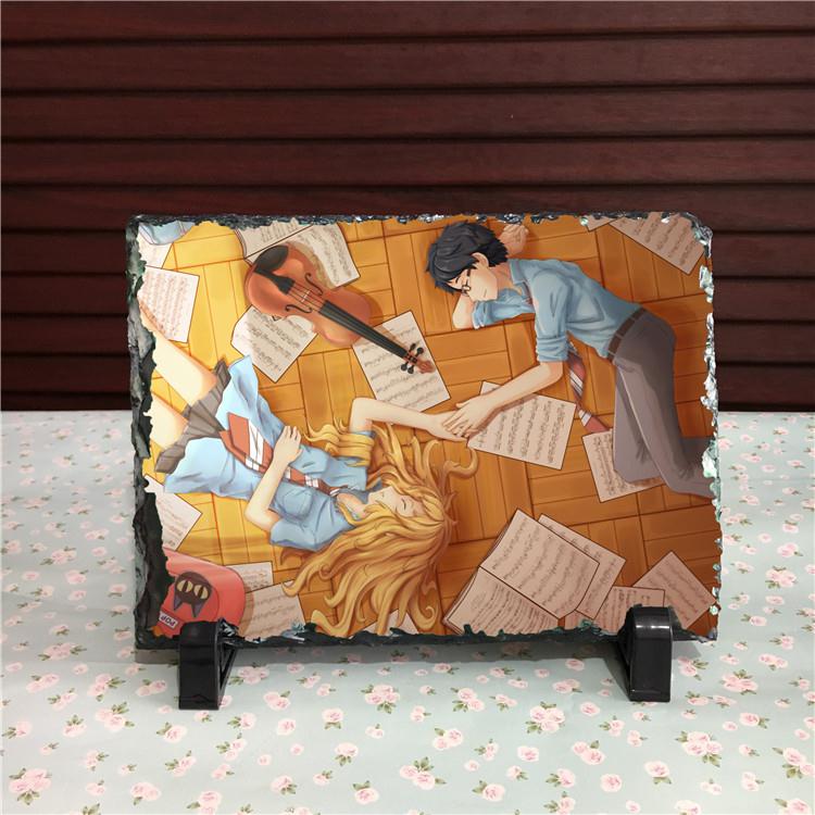 四月是你的谎言动漫周边岩石画宫园薰三生石版画摆件diy生日礼物