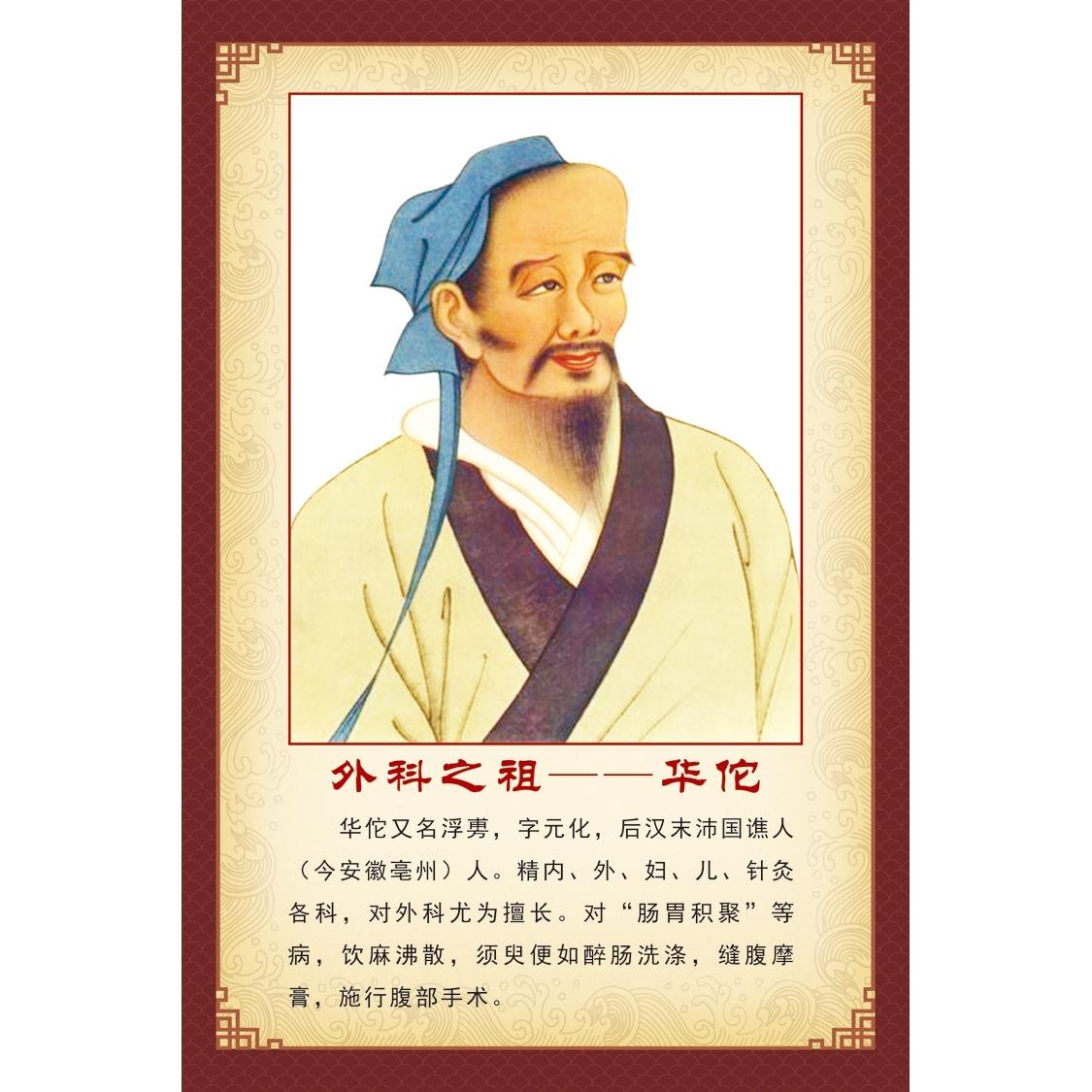 中国古代十大名医华佗图名人名医画像中医文化宣传医院宣传海报图