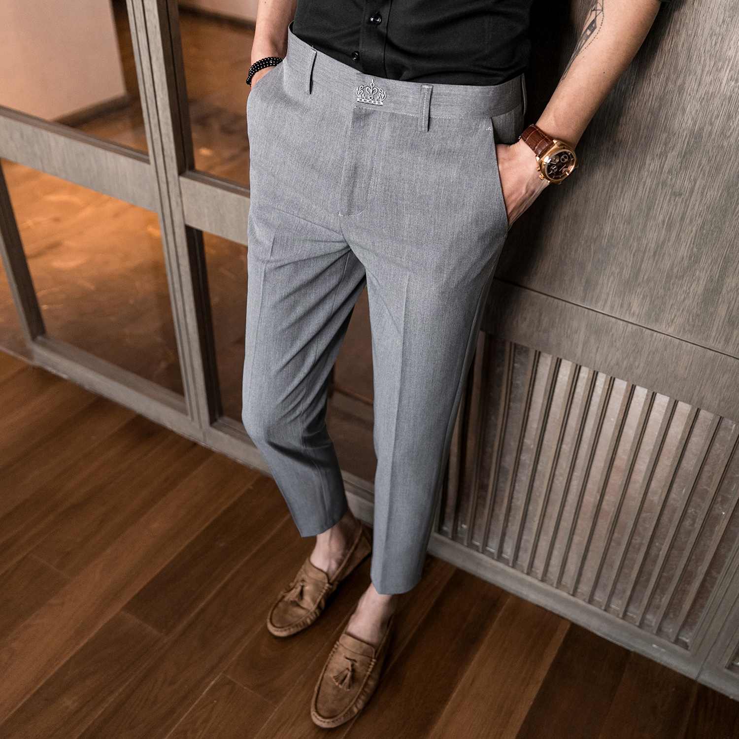 春夏西装裤男士休闲长裤子韩版潮流9分裤商务免烫修身